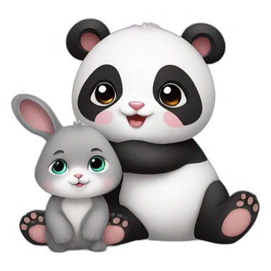 baby panda and baby bunny sticker
