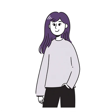 A simple sketch of a girl with long, straight purple hair down to her hips sticker