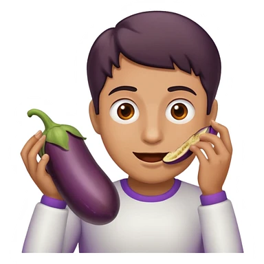  eating an eggplant sticker