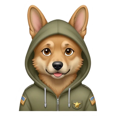 Military dog wearing hoodie sticker