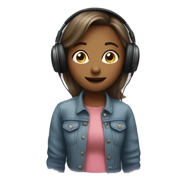 Girl listening to music and also singing sticker