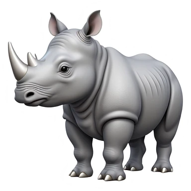 Gray rhinoceros in 3D drawing, which stands three quarters to the right sticker
