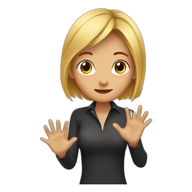 covering hole with her hands sticker