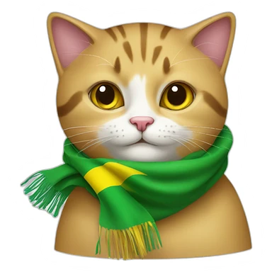 Stray-cat-wearing-scarf-with-brazilian-flag sticker