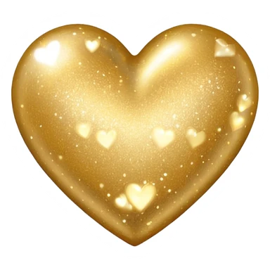 Change the glittery silver color heart with a subtle gradient and no border to a glittery gold color heart with a subtle gradient and no border. Keep the background transparent. Maintain the style and subtle gradient effect of the original heart. sticker