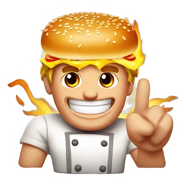 Gordon Ramsay making a perfect burger with fire  sticker
