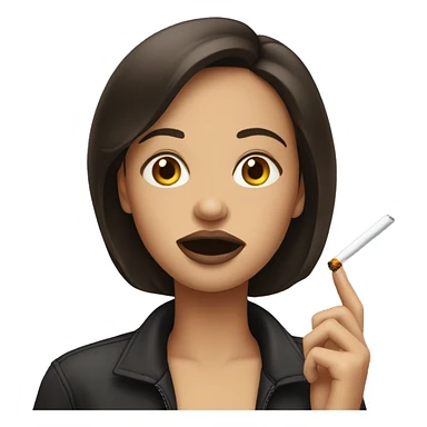 a brunette girl with a cigarette in her mouth sticker