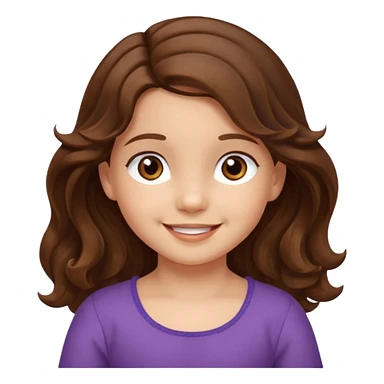 EMOJI IOS SOLO CARA NIÑA 3 AÑOS PELO LARGO, ONFULADO, MARRON, Y OJOS MARRONES. SONRIENDO, SIN CUELLO Y FONDO TRANSPARENTE sticker