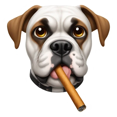 white boxer with brown eye patch smoking cigarette sticker