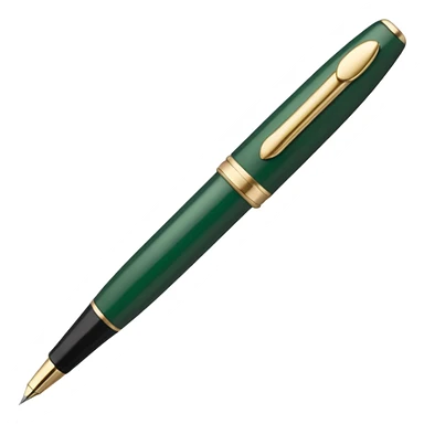 dark green Parker pen with light beige details, Apple emoji style, no text sticker