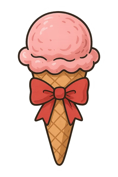  ice cream with bow , remove background sticker