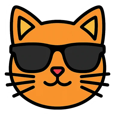 cat wearing sunglasses color icon sticker