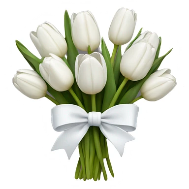 white tulip bouquet with a white bow holding the flowers together sticker