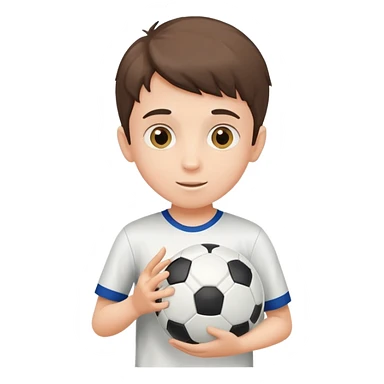 Boy with a soccer ball, holding it or playing with it sticker