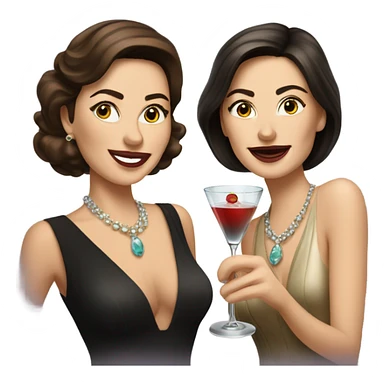 rich caucasian women two friends sipping martinis brunettes sticker