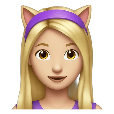 Long blond hair girl with purple cat ear Alice band sticker
