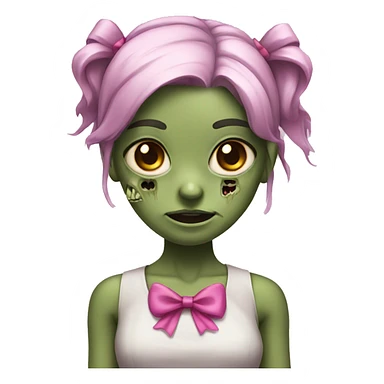 girl zombie wearing pink bow sticker