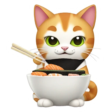 cat eating sushi sticker