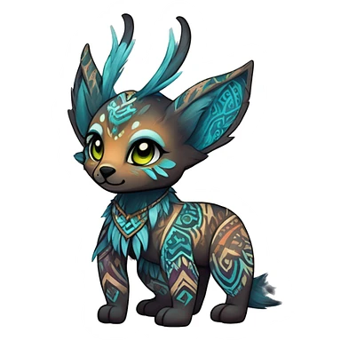 cute Kawaii edgy ethereal shy epic tribal fantasy animal fursona Fionbri creature by griffsnuff & LiLaiRa & Falvie with exotic colors with intricate patterns full body sticker