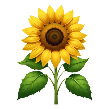 Cinematic Realistic Sunflower Emoji, Tall and bright, with a large, golden-yellow blossom facing the sun, its broad, textured petals surrounding a dark center. The sturdy green stalks and leaves frame the vibrant flower, while a gentle breeze causes the petals to sway. Soft glowing outline, capturing the essence of sunshine and warmth in a cheerful, towering sunflower! sticker