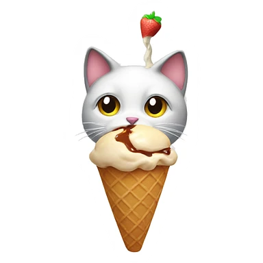 cat eating an ice cream cone  sticker