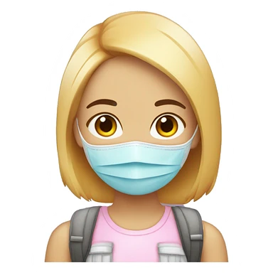 Chica con mascarilla kawaii, y burbujas de diálogo sticker