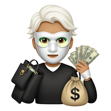 Ladron con una bolsa de dinero al lado suyo sticker