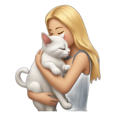 Girl kissing three cats sticker