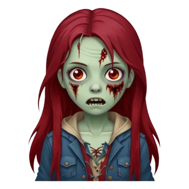 A zombie girl with dark red long hair sticker