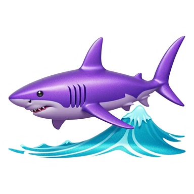 purple glitter shark on a cyan wave sticker
