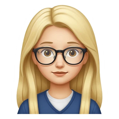 Nerdy girl with glasses, long blond hair sticker