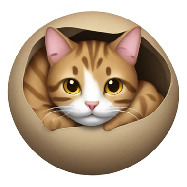 Tabby cat curled up in a ball sticker