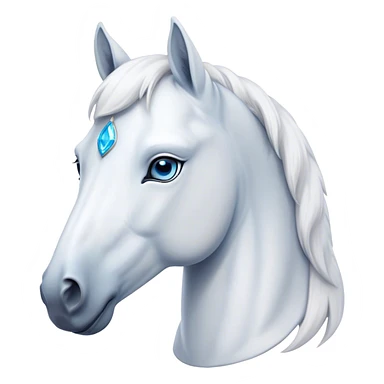Cinematic Noble White Horse Portrait Emoji, Poised and regal, with a strong, athletic build and a pristine, well-groomed pure white fur, deep-set soulful blue eyes, Simplified yet sharp and sophisticated features, highly detailed, glowing with a soft, dignified glow, high shine, intelligent and majestic, stylized with an air of ethereal grace, focused and attentive, soft glowing outline, capturing the essence of a watchful and confident steed, so majestic it feels as though it could gallop out of the screen with effortless authority! sticker