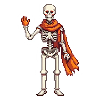 Papyrus from Undertale, tall skeleton with a red scarf, white body armor, orange-red gloves, enthusiastic expression sticker