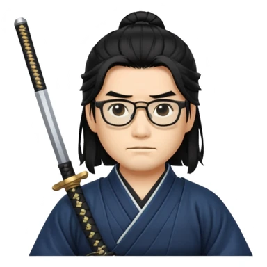 long hair samurai with glasses sticker