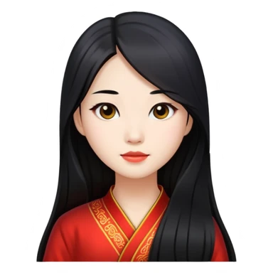 Chinese Female with black long hair sticker