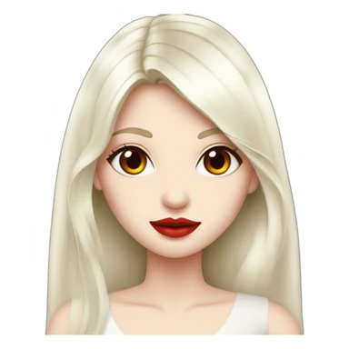 girl, red eyes, red lips, White long hair, pale-skin, cocktail dress sticker