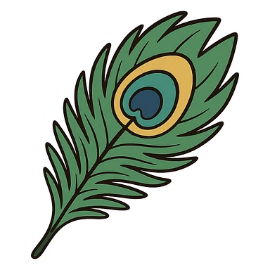 peacock feather in flat toon style sticker