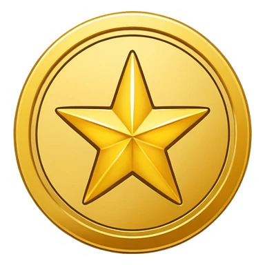 Gold star coin emoji in a circle sticker