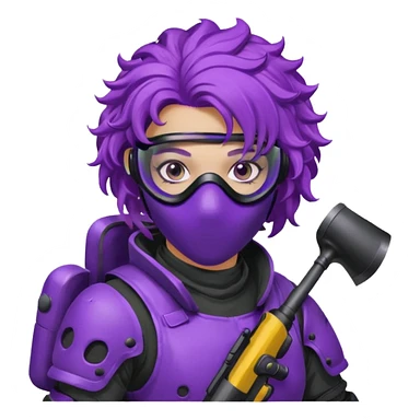 purple curly haired painitball player sticker