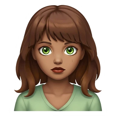Zumbi mulher, olhos verdes, cabelo castanho com franja e ondulado  sticker