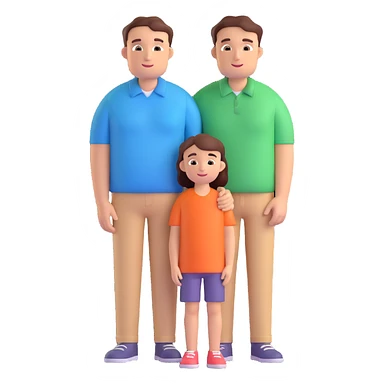3D icon of a family: two parents and one child, standing together, friendly and modern look sticker
