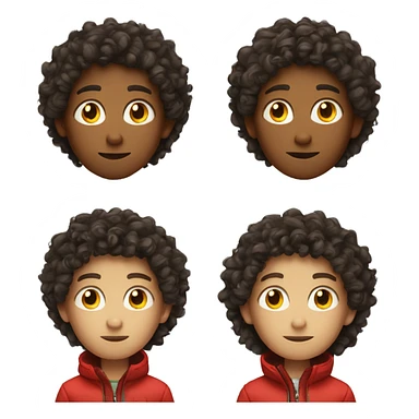 brunette curly boy in red jacket  sticker