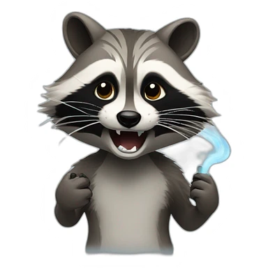 Raccoon opening mouth with smoke coming out sticker
