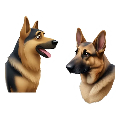 German shepherd next to a squirrel sticker