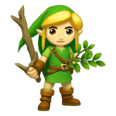 Link holding a branch (Legend of Zelda( sticker