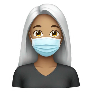 woman with face mask sticker