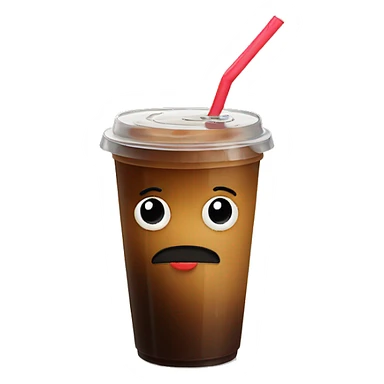 Ice coffee with lid and straw sticker