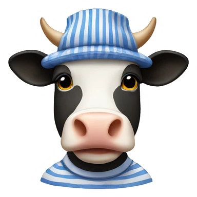 Cow in striped shirt hat sticker
