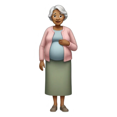standing pregnant old woman sticker